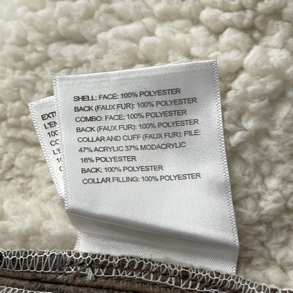 Laundry by Shelli Segal Women Taupe/Ivory Faux Suede & Fur Trim Coat size S - Picture 9 of 10